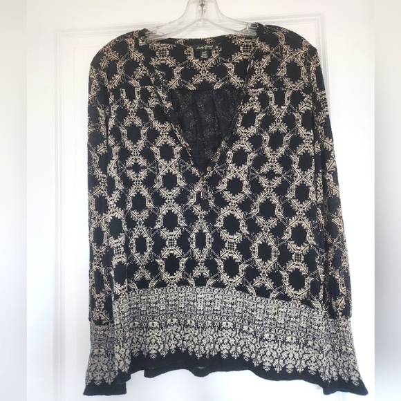 Lucky Brand black and tan long sleeve tunic size Small - Picture 1 of 6